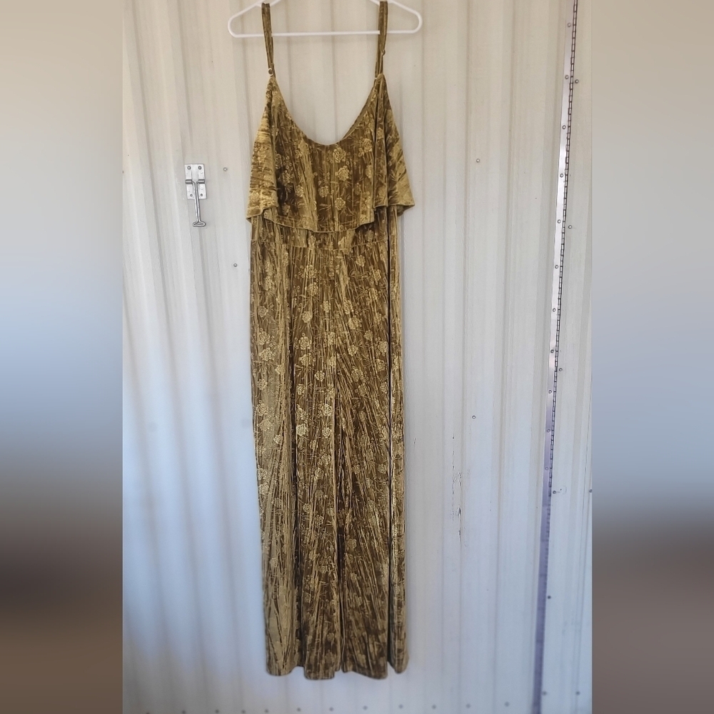Vintage Crushed Green Velvelt Pansuit, 1XL (PTP 25)